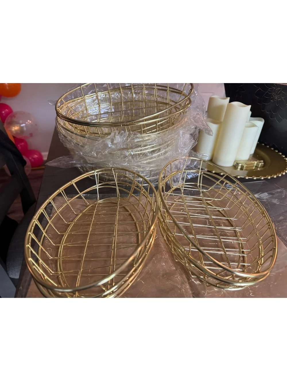 New fast food food baskets Set of 12 Gold Wire Snack  Baskets - Oval Shape
